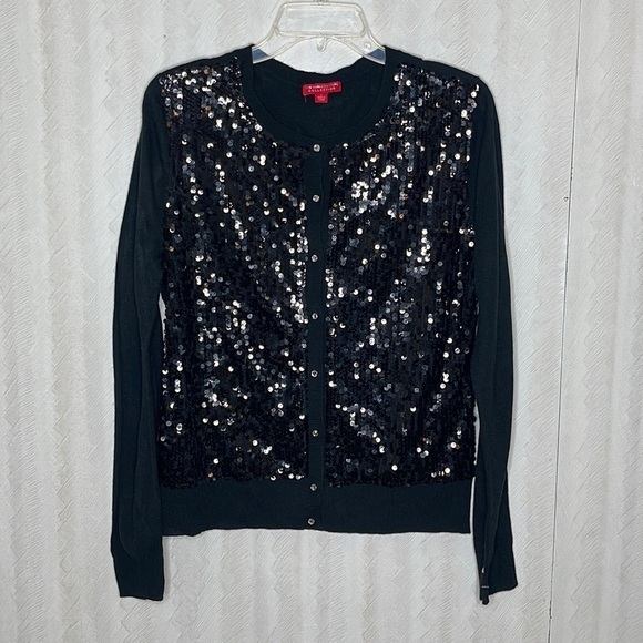❤️ NEW YORK & COMPANY Long Sleeve Sparkle Top Size L - Picture 2 of 4